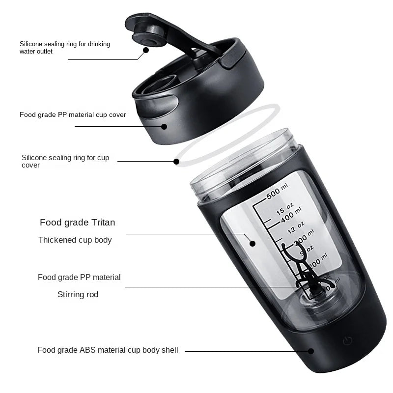 650ml fully automatic USB rechargeable BA free mixer bottle